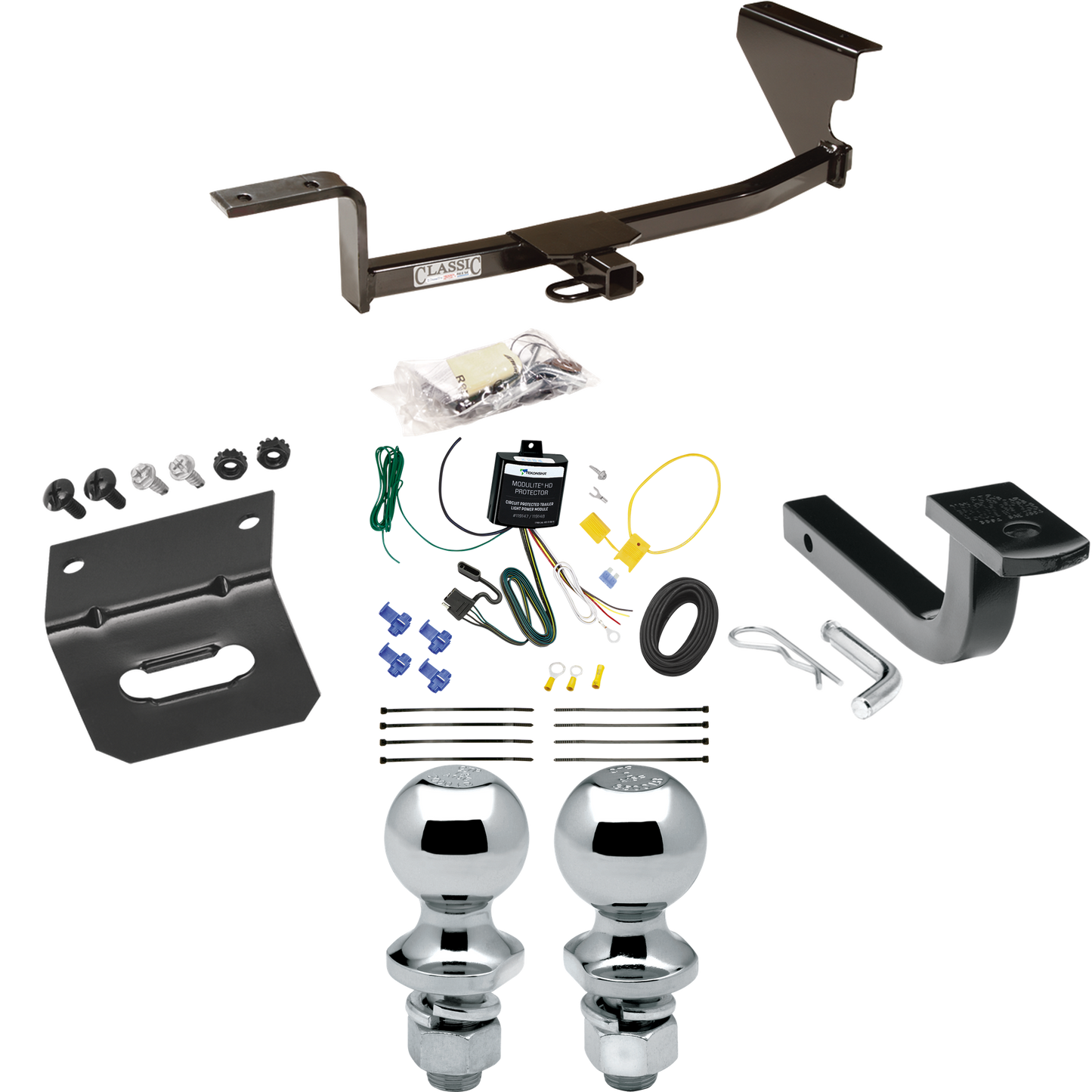 Fits 2013-2018 Volkswagen CC Trailer Hitch Tow PKG w/ 4-Flat Wiring Harness + Draw-Bar + 1-7/8" + 2" Ball + Wiring Bracket (Excludes: 4 Motion Models) By Draw-Tite