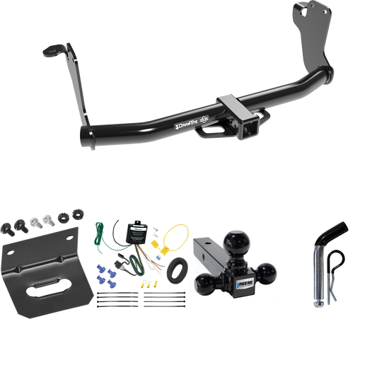 Fits 2018-2021 Mitsubishi Eclipse Cross Trailer Hitch Tow PKG w/ 4-Flat Wiring Harness + Triple Ball Ball Mount 1-7/8" & 2" & 2-5/16" Trailer Balls + Pin/Clip + Wiring Bracket By Draw-Tite