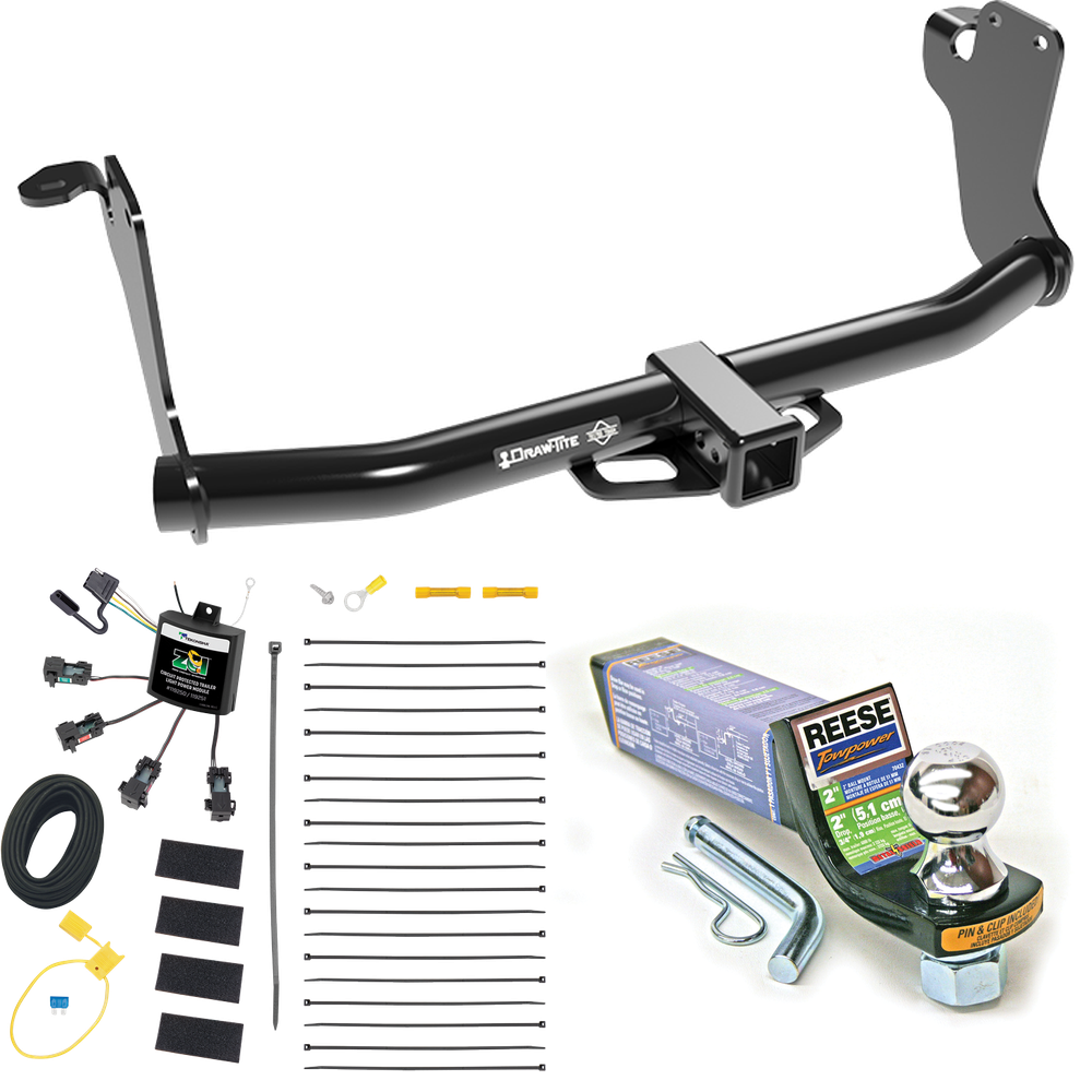 Se adapta al paquete de enganche de remolque Mitsubishi Eclipse Cross 2018-2021 con cableado de 4 contactos planos cero "sin empalme" + kit de inicio de montaje de bola con caída de 2" y bola de 1-7/8" de Draw-Tite