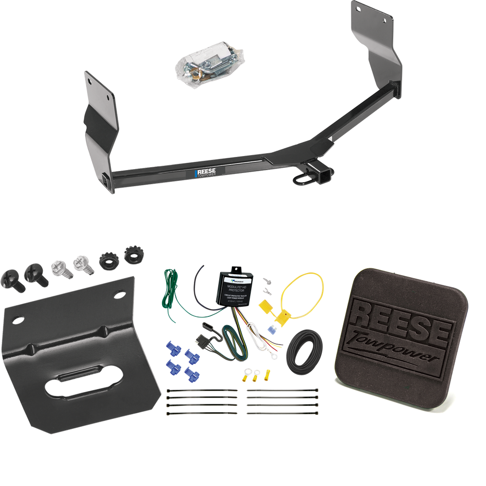 Fits 2013-2016 Dodge Dart Trailer Hitch Tow PKG w/ 4-Flat Wiring Harness + Hitch Cover By Reese Towpower