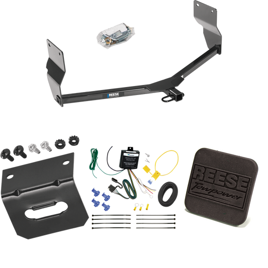 Fits 2013-2016 Dodge Dart Trailer Hitch Tow PKG w/ 4-Flat Wiring Harness + Hitch Cover By Reese Towpower