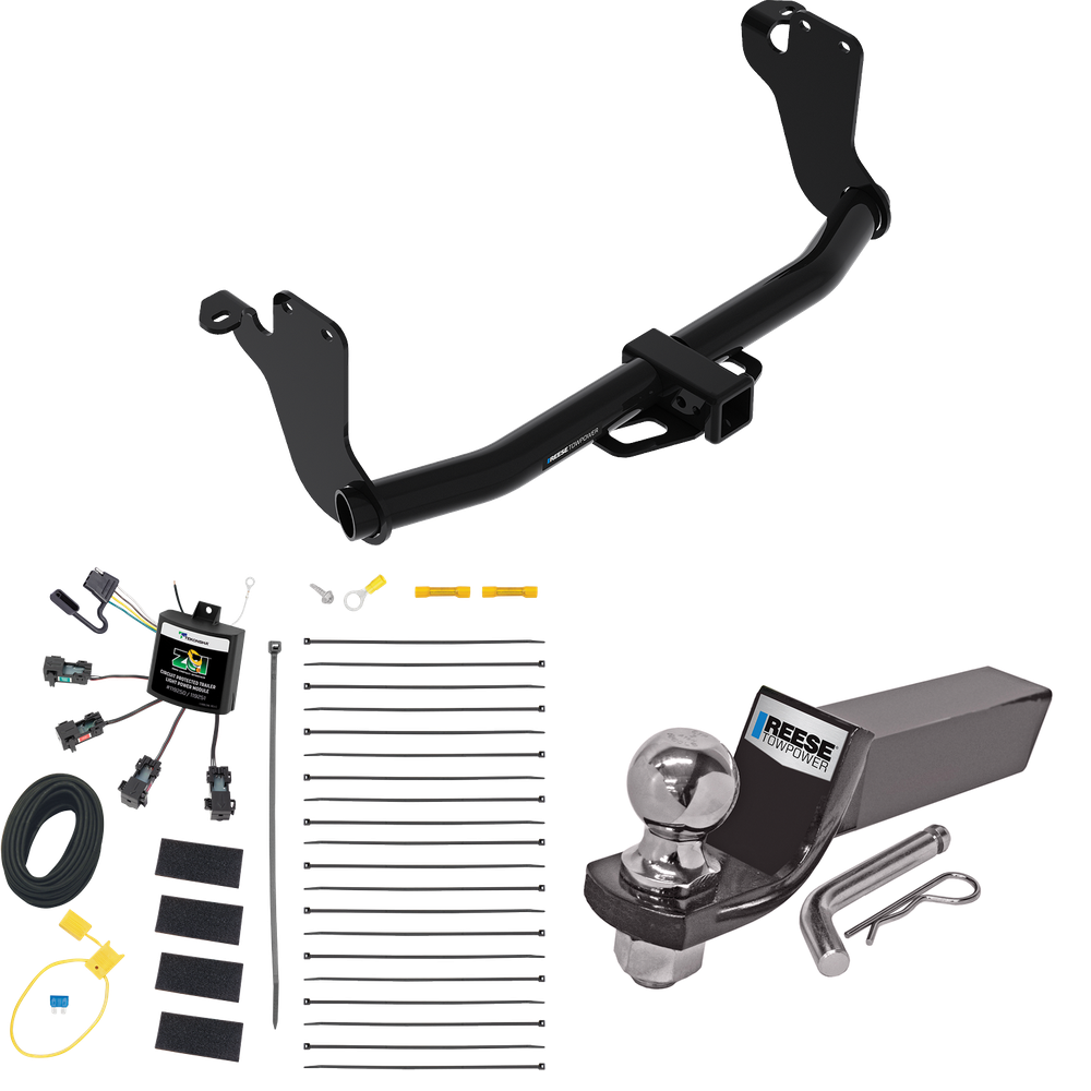 Fits 2018-2021 Mitsubishi Eclipse Cross Trailer Hitch Tow PKG w/ 4-Flat Zero Contact "No Splice" Wiring + Starter Kit Ball Mount w/ 2" Drop & 2" Ball By Reese Towpower