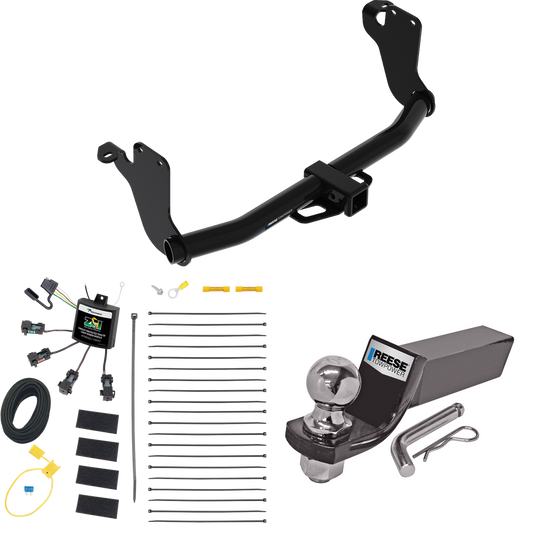 Fits 2018-2021 Mitsubishi Eclipse Cross Trailer Hitch Tow PKG w/ 4-Flat Zero Contact "No Splice" Wiring + Starter Kit Ball Mount w/ 2" Drop & 2" Ball By Reese Towpower