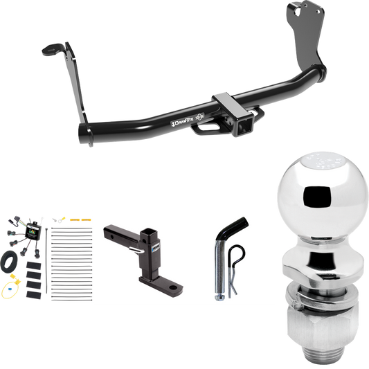 Fits 2018-2021 Mitsubishi Eclipse Cross Trailer Hitch Tow PKG w/ 4-Flat Zero Contact "No Splice" Wiring Harness + Adjustable Drop Rise Ball Mount + Pin/Clip + 2" Ball By Draw-Tite