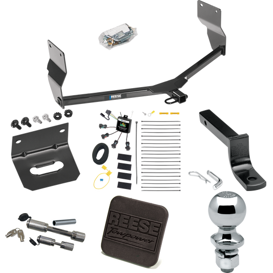 Fits 2013-2016 Dodge Dart Trailer Hitch Tow PKG w/ 4-Flat Zero Contact "No Splice" Wiring Harness + Draw-Bar + 2" Ball + Wiring Bracket + Hitch Cover + Dual Hitch & Coupler Locks By Reese Towpower