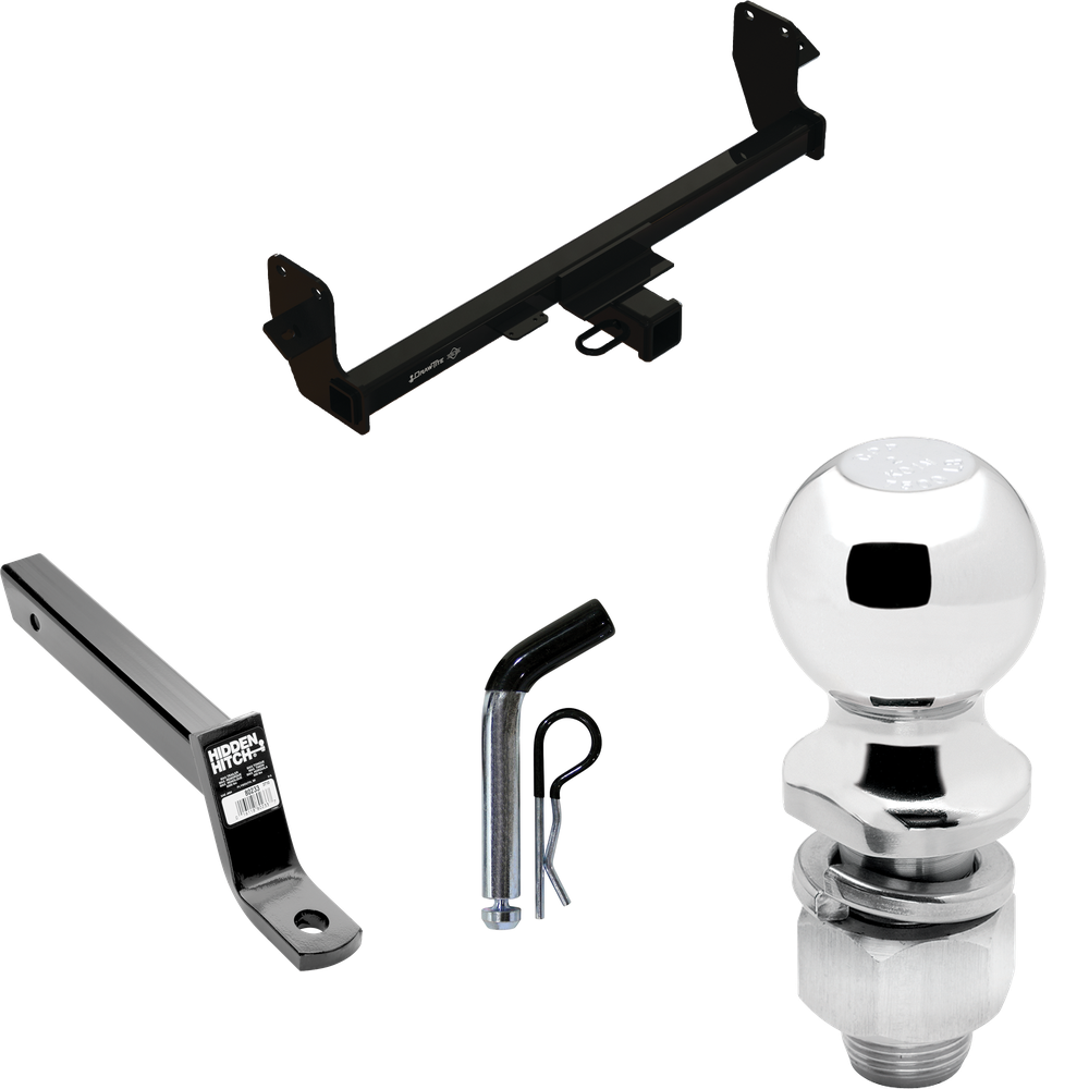 Fits 2022-2023 Mitsubishi Eclipse Cross Trailer Hitch Tow PKG w/ Extended 16" Long Ball Mount w/ 4" Drop + Pin/Clip + 2" Ball By Draw-Tite