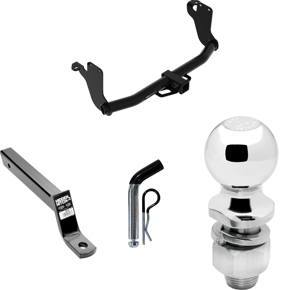 Fits 2018-2021 Mitsubishi Eclipse Cross Trailer Hitch Tow PKG w/ Extended 16" Long Ball Mount w/ 4" Drop + Pin/Clip + 2" Ball By Reese Towpower