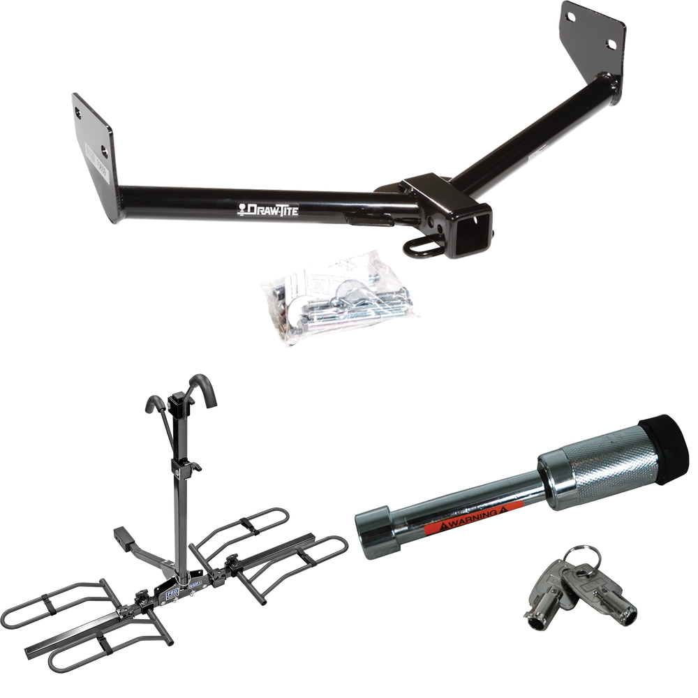 Se adapta al paquete de enganche de remolque Honda Element 2003-2004 con portaequipajes estilo plataforma para 2 bicicletas + bloqueo de enganche de Draw-Tite