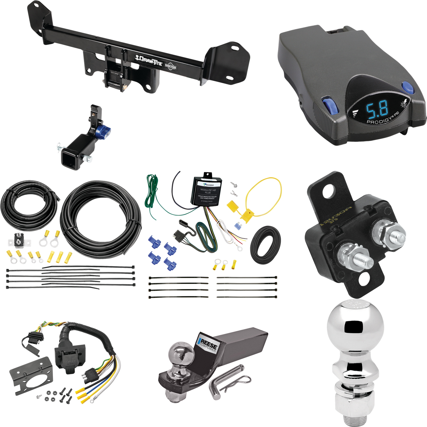 Se adapta al paquete de enganche de remolque oculto BMW X3 2011-2017 con control de freno Tekonsha Prodigy P2 + cableado RV de 7 vías + soporte de bola y caída de 2" y 2-5/16" de Draw-Tite