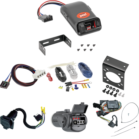 Fits 1998-2003 Dodge Durango 7-Way RV Wiring + Pro Series POD Brake Control + Plug & Play BC Adapter + 2 in 1 Tester & 7-Way to 4-Way Adapter By Tekonsha