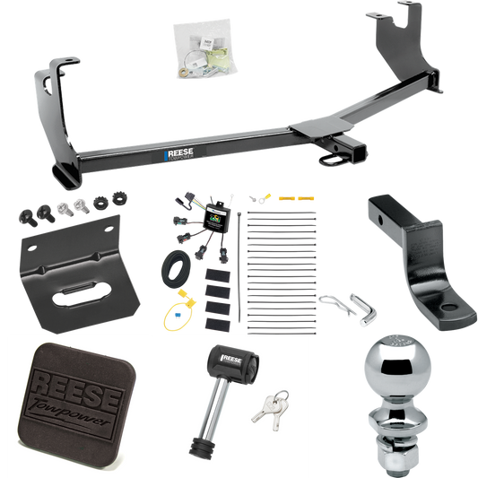 Fits 2014-2019 Volkswagen Beetle Trailer Hitch Tow PKG w/ 4-Flat Zero Contact "No Splice" Wiring Harness + Draw-Bar + 2" Ball + Wiring Bracket + Hitch Cover + Hitch Lock (Excludes: R-Line & GSR Models) By Reese Towpower