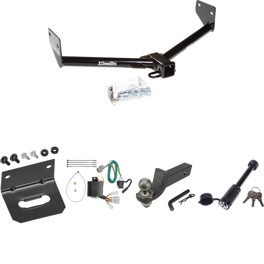 Fits 2007-2011 Honda Element Trailer Hitch Tow PKG w/ 4-Flat Wiring + Interlock Tactical Starter Kit w/ 2" Drop & 2" Ball + Tactical Dogbone Lock + Wiring Bracket (Excludes: SC Models) By Draw-Tite