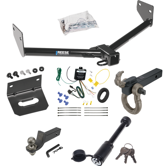 Fits 2005-2006 Honda Element Trailer Hitch Tow PKG w/ 4-Flat Wiring + Interlock Tactical Starter Kit w/ 2" Drop & 2" Ball + Tactical Hook & Shackle Mount + Tactical Dogbone Lock + Wiring Bracket (Excludes: SC Models) By Reese Towpower