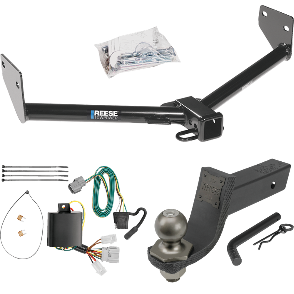 Fits 2007-2010 Honda Element Trailer Hitch Tow PKG w/ 4-Flat Wiring + Interlock Tactical Starter Kit w/ 3-1/4" Drop & 2" Ball (For SC Models) By Reese Towpower