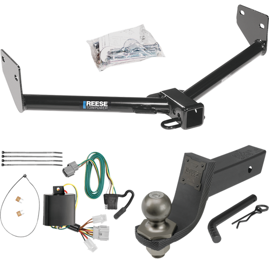 Fits 2007-2010 Honda Element Trailer Hitch Tow PKG w/ 4-Flat Wiring + Interlock Tactical Starter Kit w/ 3-1/4" Drop & 2" Ball (For SC Models) By Reese Towpower