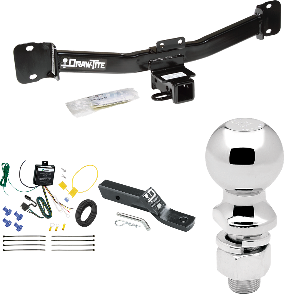 Fits 2004-2010 BMW X3 Trailer Hitch Tow PKG w/ 4-Flat Wiring + Ball Mount w/ 2" Drop + 2-5/16" Ball By Draw-Tite