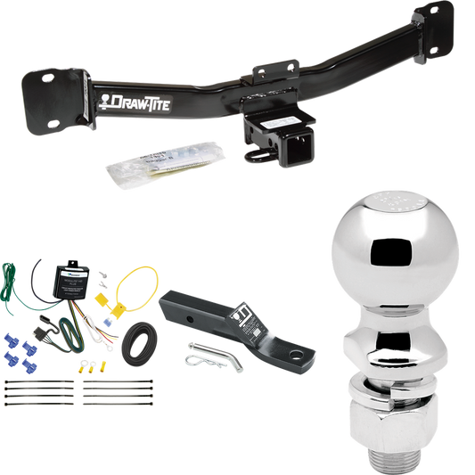 Fits 2004-2010 BMW X3 Trailer Hitch Tow PKG w/ 4-Flat Wiring + Ball Mount w/ 2" Drop + 2-5/16" Ball By Draw-Tite