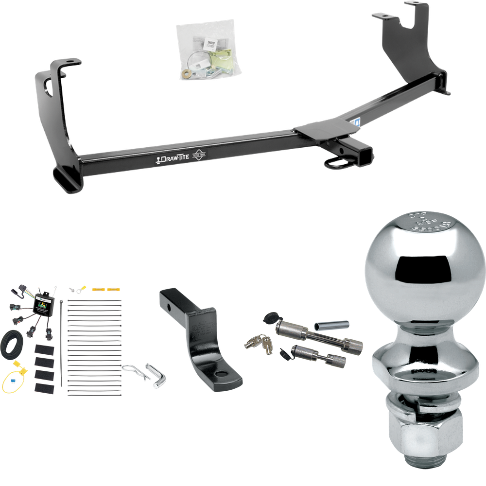 Fits 2014-2021 Volkswagen Beetle Trailer Hitch Tow PKG w/ 4-Flat Zero Contact "No Splice" Wiring Harness + Draw-Bar + 2" Ball + Dual Hitch & Coupler Locks (Excludes: R-Line & GSR Models) By Draw-Tite