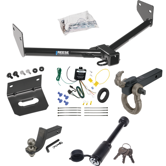 Fits 2005-2006 Honda Element Trailer Hitch Tow PKG w/ 4-Flat Wiring + Interlock Tactical Starter Kit w/ 3-1/4" Drop & 2" Ball + Tactical Hook & Shackle Mount + Tactical Dogbone Lock + Wiring Bracket (For SC Models) By Reese Towpower