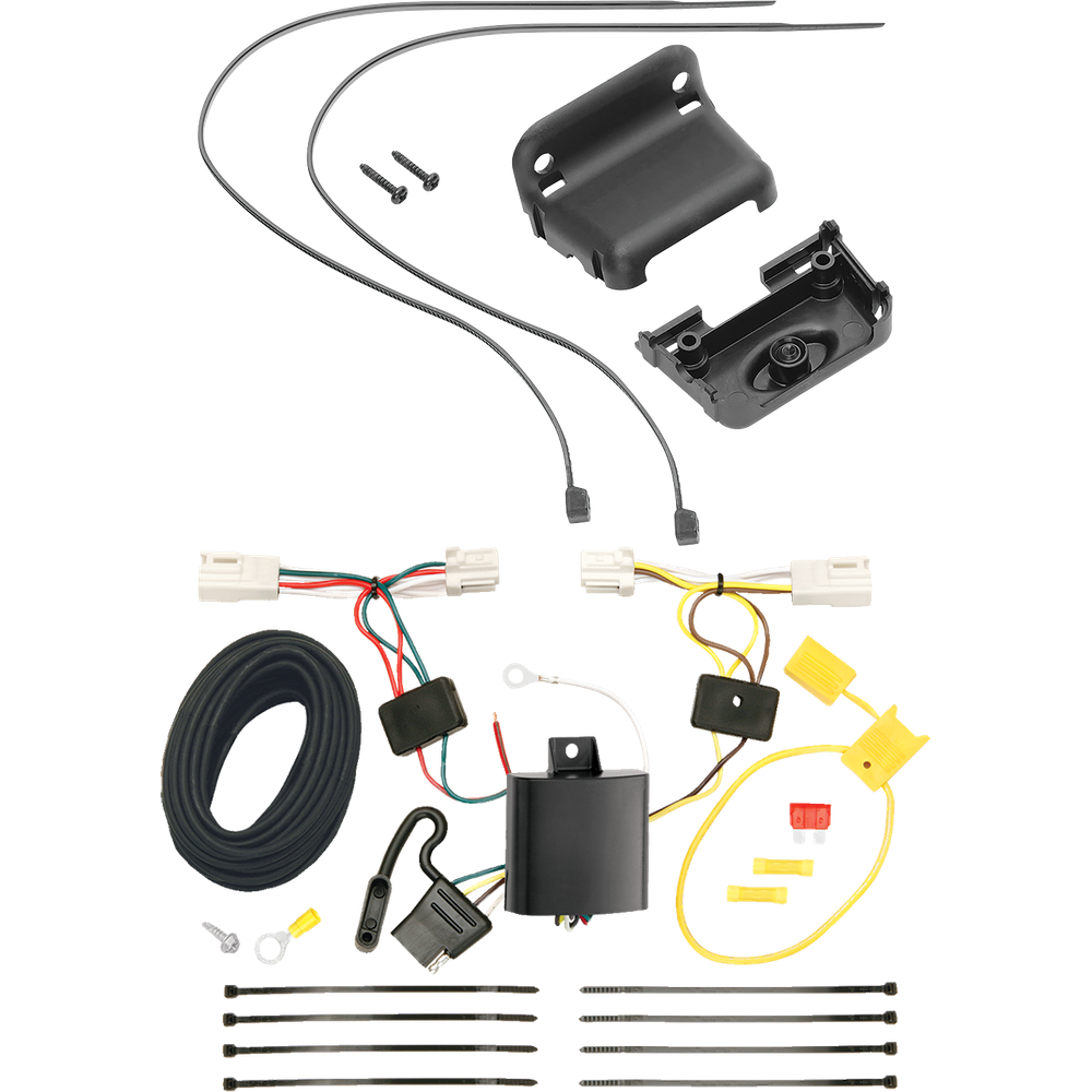 Fits 2011-2014 Mitsubishi RVR 4-Flat Vehicle End Trailer Wiring Harness + Wiring Bracket (For (Canada Only) Models) By Tekonsha