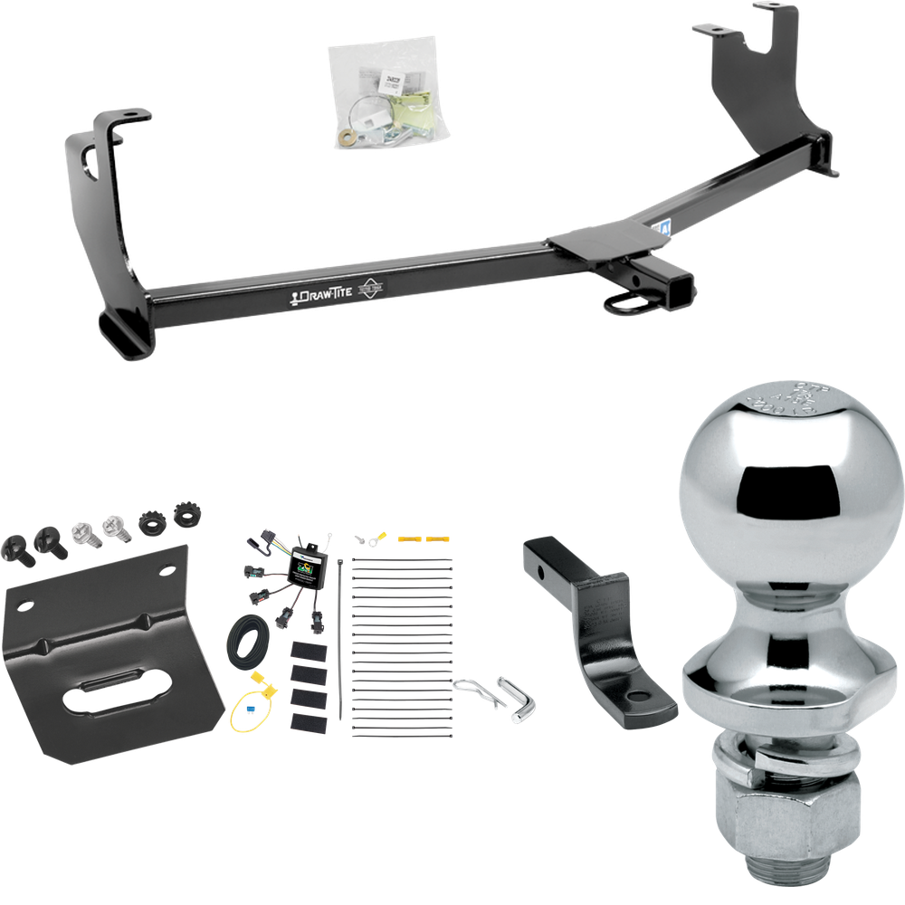 Fits 2014-2021 Volkswagen Beetle Trailer Hitch Tow PKG w/ 4-Flat Zero Contact "No Splice" Wiring Harness + Draw-Bar + 1-7/8" Ball + Wiring Bracket (Excludes: R-Line & GSR Models) By Draw-Tite