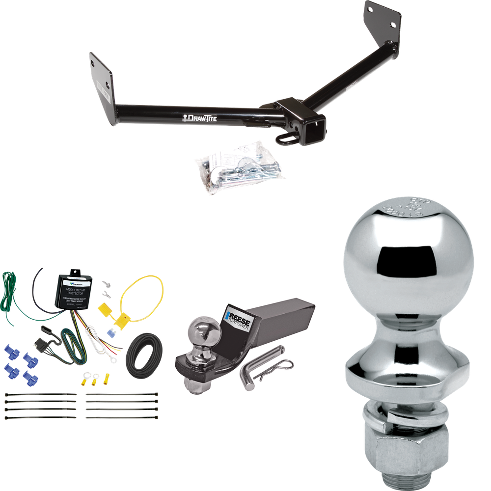 Fits 2005-2006 Honda Element Trailer Hitch Tow PKG w/ 4-Flat Wiring + Starter Kit Ball Mount w/ 2" Drop & 2" Ball + 1-7/8" Ball (Excludes: SC Models) By Draw-Tite