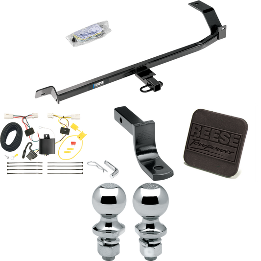 Fits 2012-2017 Mitsubishi Lancer Trailer Hitch Tow PKG w/ 4-Flat Wiring Harness + Draw-Bar + 1-7/8" + 2" Ball + Hitch Cover (For Sedan, Except Evolution, Ralliart & w/Dual Exhaust Models) By Reese Towpower