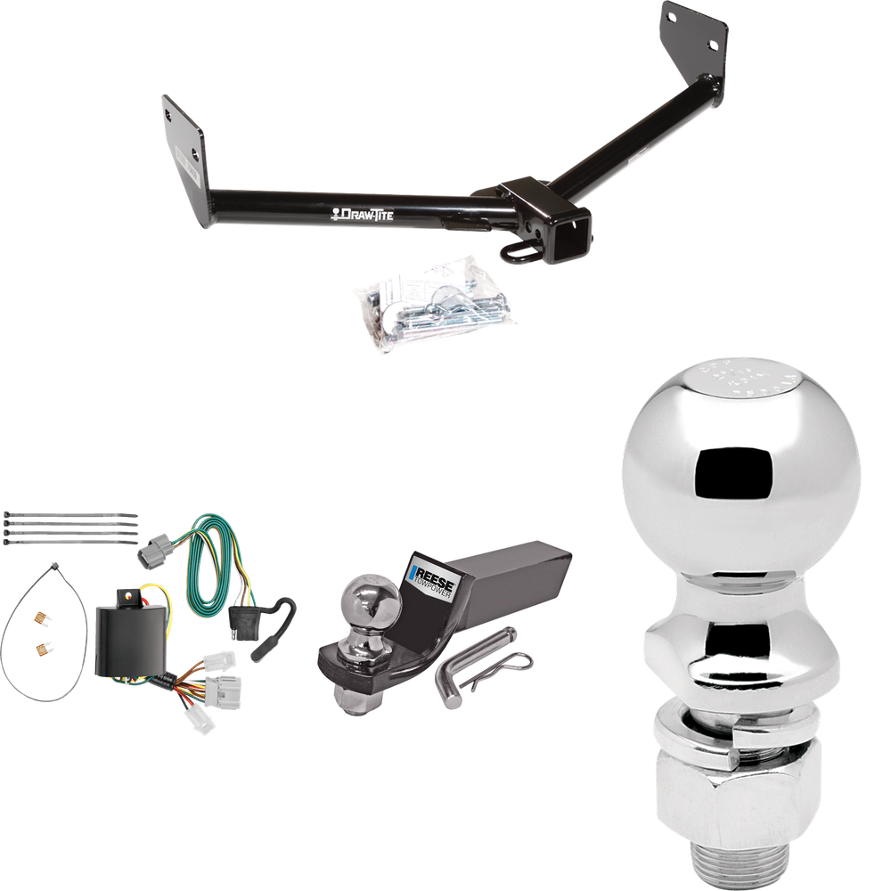 Fits 2007-2011 Honda Element Trailer Hitch Tow PKG w/ 4-Flat Wiring + Starter Kit Ball Mount w/ 2" Drop & 2" Ball + 2-5/16" Ball (Excludes: SC Models) By Draw-Tite