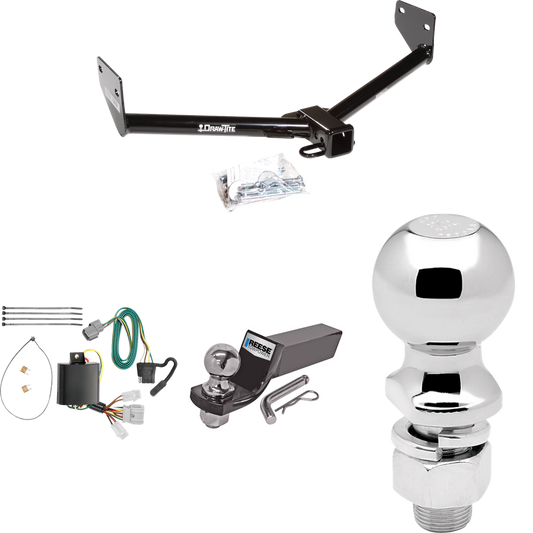 Fits 2007-2011 Honda Element Trailer Hitch Tow PKG w/ 4-Flat Wiring + Starter Kit Ball Mount w/ 2" Drop & 2" Ball + 2-5/16" Ball (Excludes: SC Models) By Draw-Tite