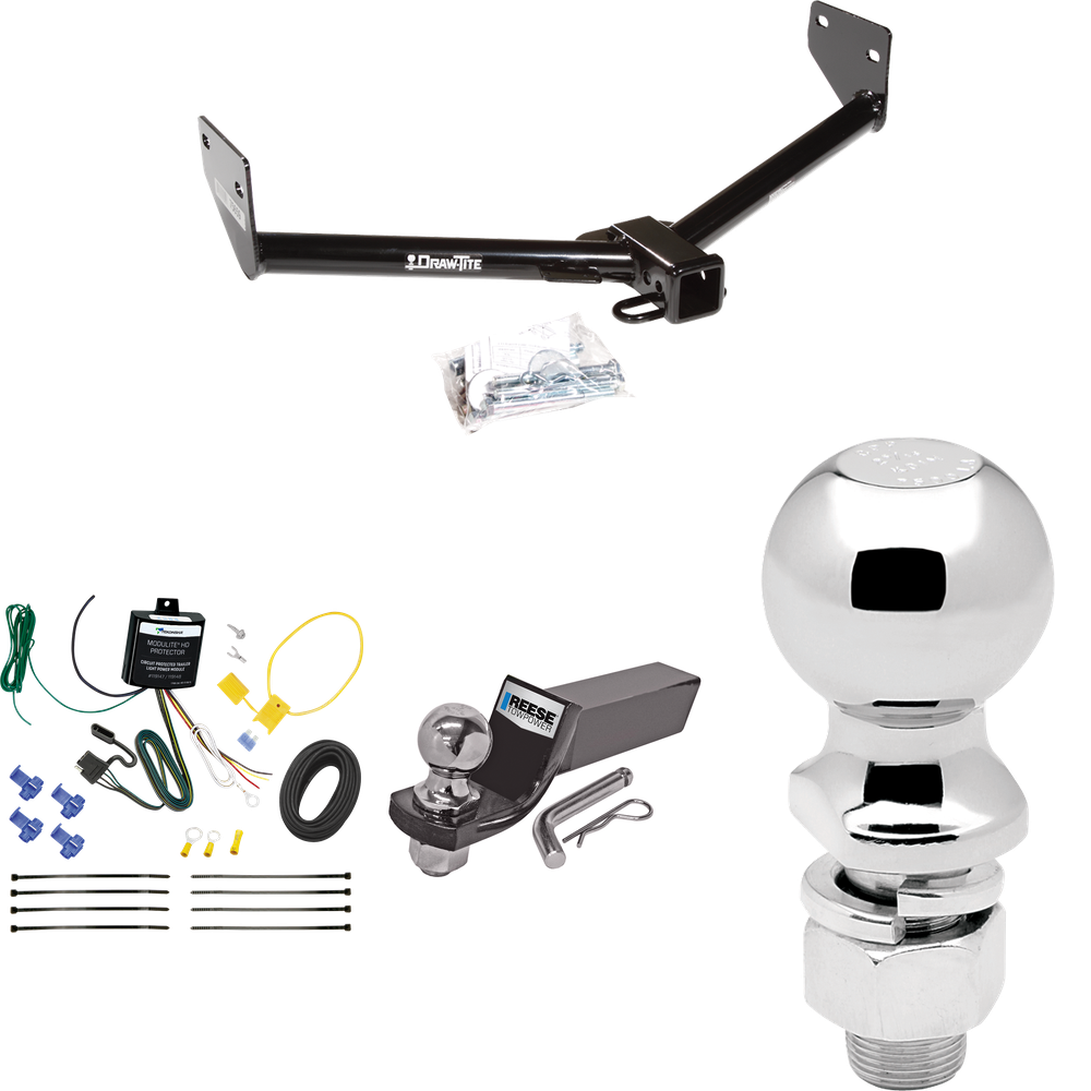 Fits 2005-2006 Honda Element Trailer Hitch Tow PKG w/ 4-Flat Wiring + Starter Kit Ball Mount w/ 2" Drop & 2" Ball + 2-5/16" Ball (For SC Models) By Draw-Tite