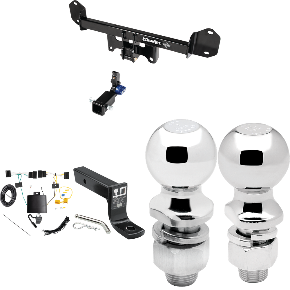 Fits 2022-2023 BMW X3 Trailer Hitch Tow PKG w/ 4-Flat Wiring + Ball Mount w/ 4" Drop + 2" Ball + 2-5/16" Ball By Draw-Tite