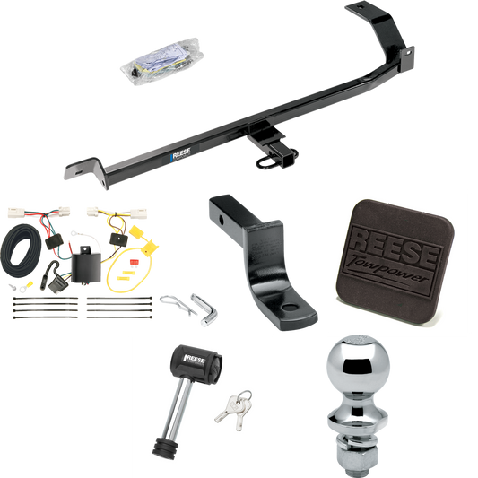 Fits 2012-2017 Mitsubishi Lancer Trailer Hitch Tow PKG w/ 4-Flat Wiring Harness + Draw-Bar + 1-7/8" Ball + Hitch Cover + Hitch Lock (For Sedan, Except Evolution, Ralliart & w/Dual Exhaust Models) By Reese Towpower