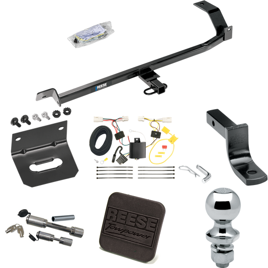 Fits 2010-2014 Mitsubishi Lancer Trailer Hitch Tow PKG w/ 4-Flat Wiring Harness + Draw-Bar + 1-7/8" Ball + Wiring Bracket + Hitch Cover + Dual Hitch & Coupler Locks (For Hatchback, Except Ralliart & w/Dual Exhaust Models) By Reese Towpower