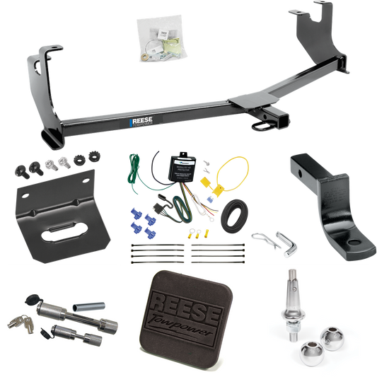 Fits 2014-2019 Volkswagen Beetle Trailer Hitch Tow PKG w/ 4-Flat Wiring Harness + Draw-Bar + Interchangeable 1-7/8" & 2" Balls + Wiring Bracket + Hitch Cover + Dual Hitch & Coupler Locks (Excludes: R-Line & GSR Models) By Reese Towpower