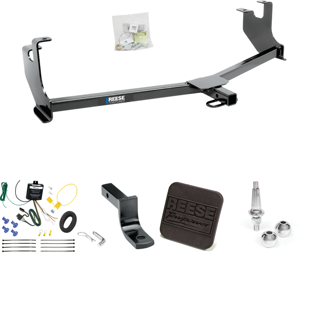 Fits 2014-2019 Volkswagen Beetle Trailer Hitch Tow PKG w/ 4-Flat Wiring Harness + Draw-Bar + Interchangeable 1-7/8" & 2" Balls + Hitch Cover (Excludes: R-Line & GSR Models) By Reese Towpower