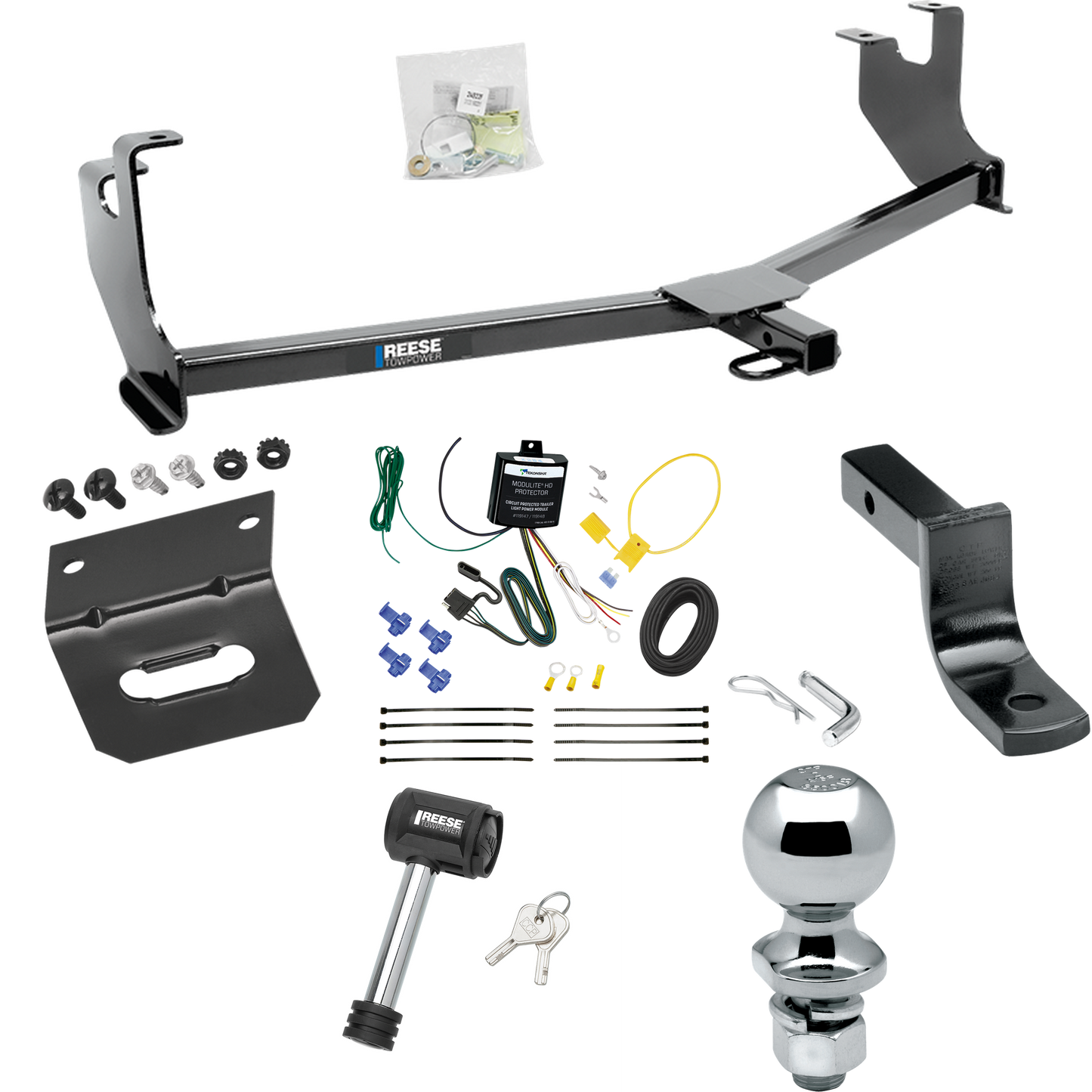 Fits 2014-2019 Volkswagen Beetle Trailer Hitch Tow PKG w/ 4-Flat Wiring Harness + Draw-Bar + 2" Ball + Wiring Bracket + Hitch Lock (Excludes: R-Line & GSR Models) By Reese Towpower