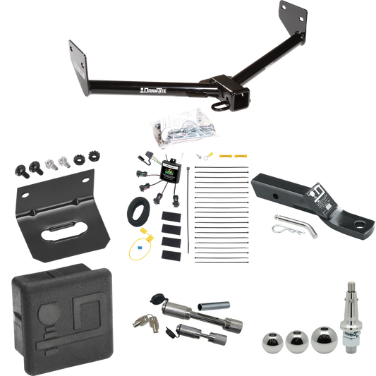 Fits 2005-2006 Honda Element Trailer Hitch Tow PKG w/ 4-Flat Zero Contact "No Splice" Wiring + Ball Mount w/ 2" Drop + Interchangeable Ball 1-7/8" & 2" & 2-5/16" + Wiring Bracket + Dual Hitch & Coupler Locks + Hitch Cover (For SC Models) By Draw-Tite