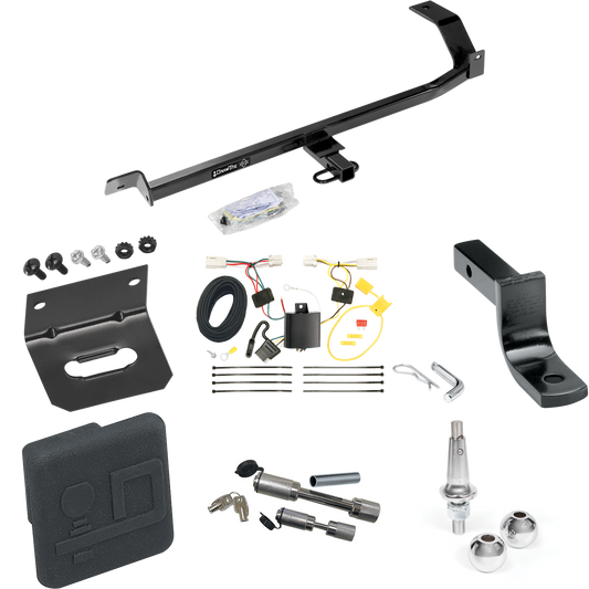 Fits 2012-2017 Mitsubishi Lancer Trailer Hitch Tow PKG w/ 4-Flat Wiring Harness + Draw-Bar + Interchangeable 1-7/8" & 2" Balls + Wiring Bracket + Hitch Cover + Dual Hitch & Coupler Locks (For Sedan, Except Evolution, Ralliart & w/Dual Exhaust Models)