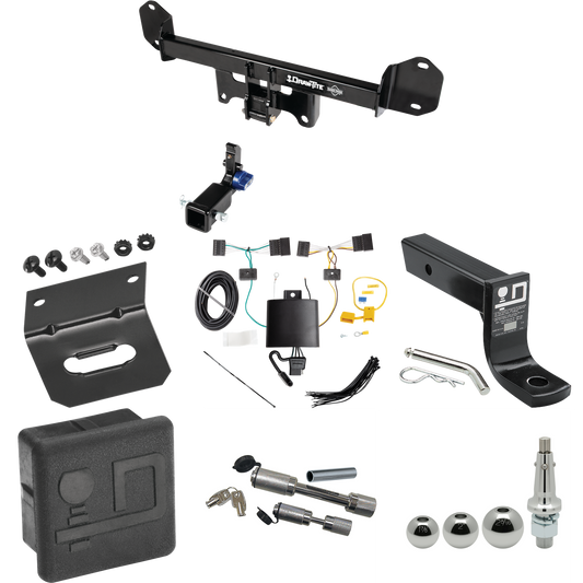 Fits 2018-2021 BMW X3 Trailer Hitch Tow PKG w/ 4-Flat Wiring + Ball Mount w/ 4" Drop + Interchangeable Ball 1-7/8" & 2" & 2-5/16" + Wiring Bracket + Dual Hitch & Coupler Locks + Hitch Cover By Draw-Tite