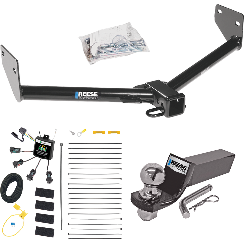 Fits 2005-2006 Honda Element Trailer Hitch Tow PKG w/ 4-Flat Zero Contact "No Splice" Wiring + Starter Kit Ball Mount w/ 2" Drop & 2" Ball (Excludes: SC Models) By Reese Towpower