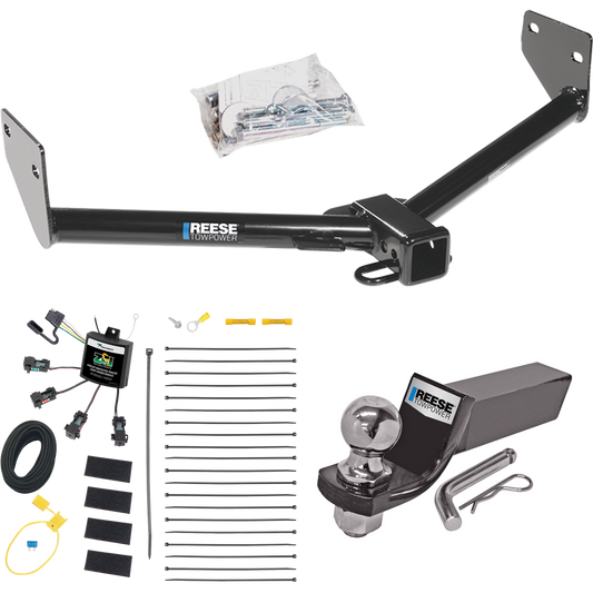 Fits 2005-2006 Honda Element Trailer Hitch Tow PKG w/ 4-Flat Zero Contact "No Splice" Wiring + Starter Kit Ball Mount w/ 2" Drop & 2" Ball (Excludes: SC Models) By Reese Towpower