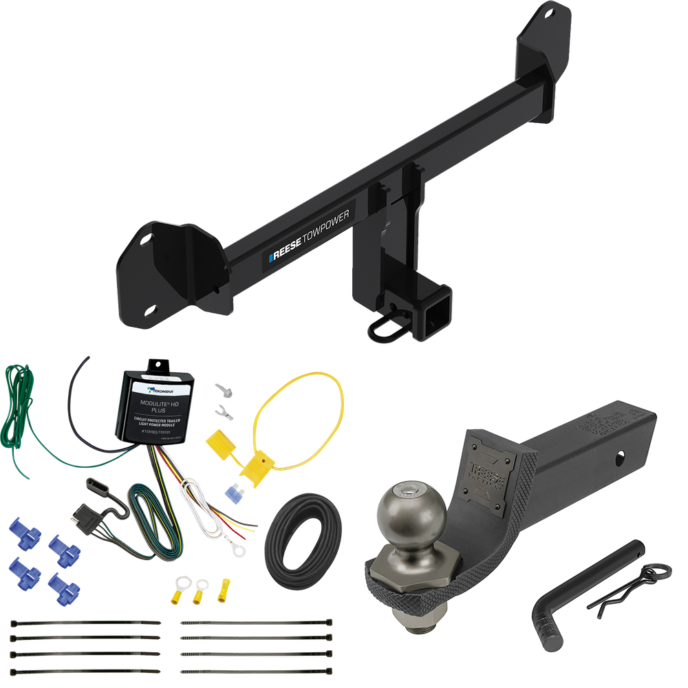 Fits 2011-2017 BMW X3 Trailer Hitch Tow PKG w/ 4-Flat Wiring + Interlock Tactical Starter Kit w/ 2" Drop & 2" Ball By Reese Towpower