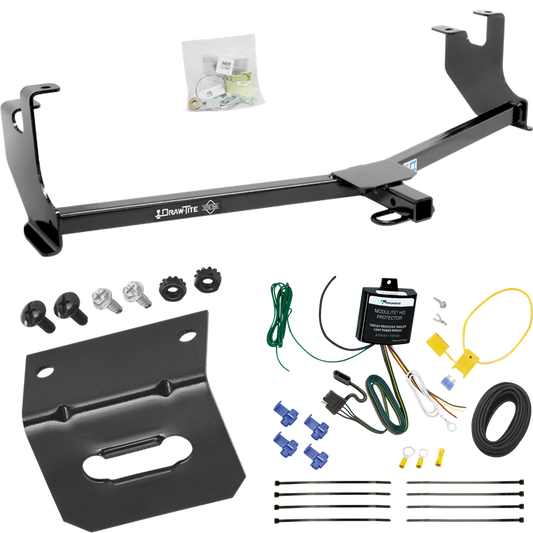 Fits 2014-2021 Volkswagen Beetle Trailer Hitch Tow PKG w/ 4-Flat Wiring Harness + Bracket (Excludes: R-Line & GSR Models) By Draw-Tite