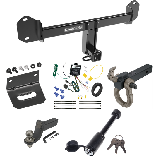 Fits 2011-2017 BMW X3 Trailer Hitch Tow PKG w/ 4-Flat Wiring + Interlock Tactical Starter Kit w/ 3-1/4" Drop & 2" Ball + Tactical Hook & Shackle Mount + Tactical Dogbone Lock + Wiring Bracket By Draw-Tite