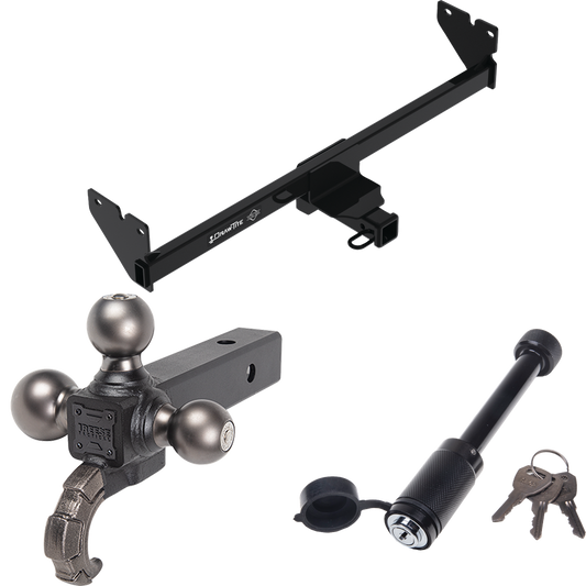 Fits 2020-2023 Volkswagen Atlas Cross Sport Trailer Hitch Tow PKG + Triple Ball Tactical Ball Mount 1-7/8" & 2" & 2-5/16" Balls w/ Tow Hook + Tactical Dogbone Lock By Draw-Tite