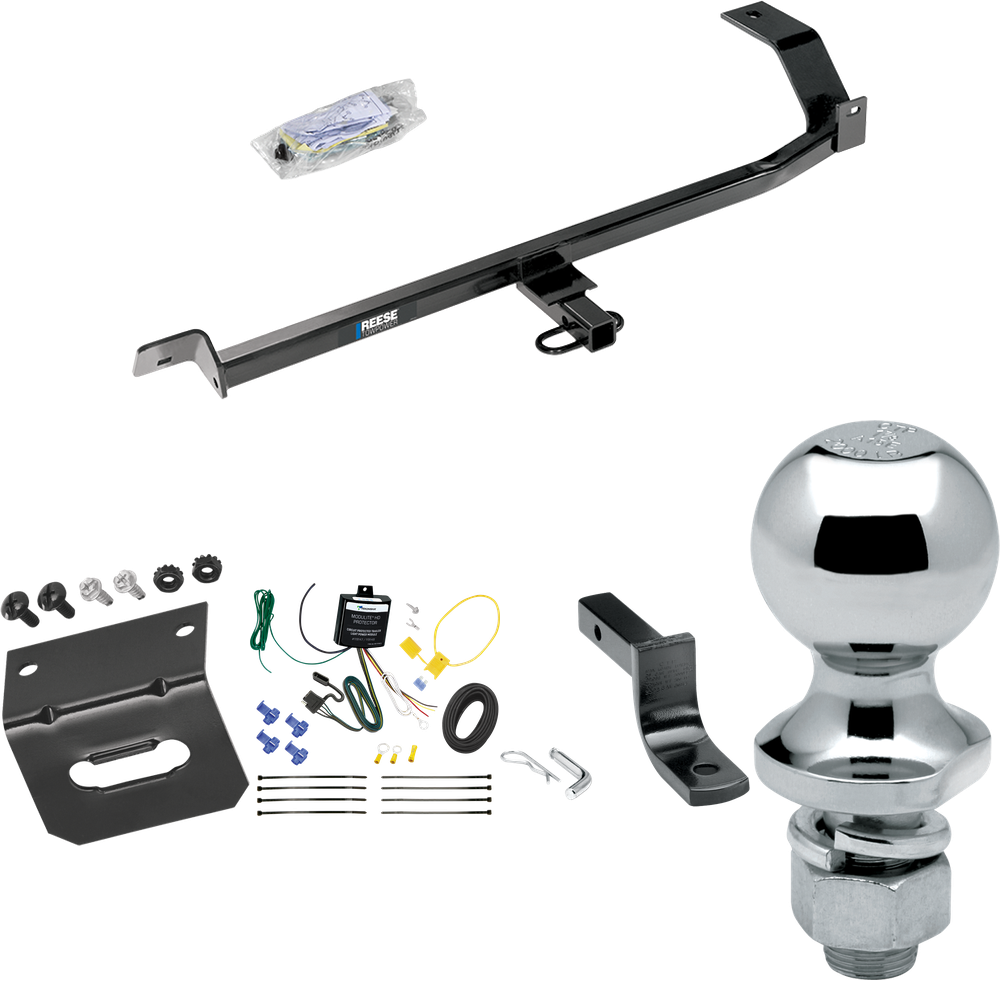 Fits 2008-2011 Mitsubishi Lancer Trailer Hitch Tow PKG w/ 4-Flat Wiring Harness + Draw-Bar + 1-7/8" Ball + Wiring Bracket (For Sedan, Except Evolution, Ralliart & w/Dual Exhaust Models) By Reese Towpower