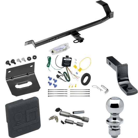 Fits 2008-2011 Mitsubishi Lancer Trailer Hitch Tow PKG w/ 4-Flat Wiring Harness + Draw-Bar + 1-7/8" Ball + Wiring Bracket + Hitch Cover + Dual Hitch & Coupler Locks (For Sedan, Except Evolution, Ralliart & w/Dual Exhaust Models) By Draw-Tite