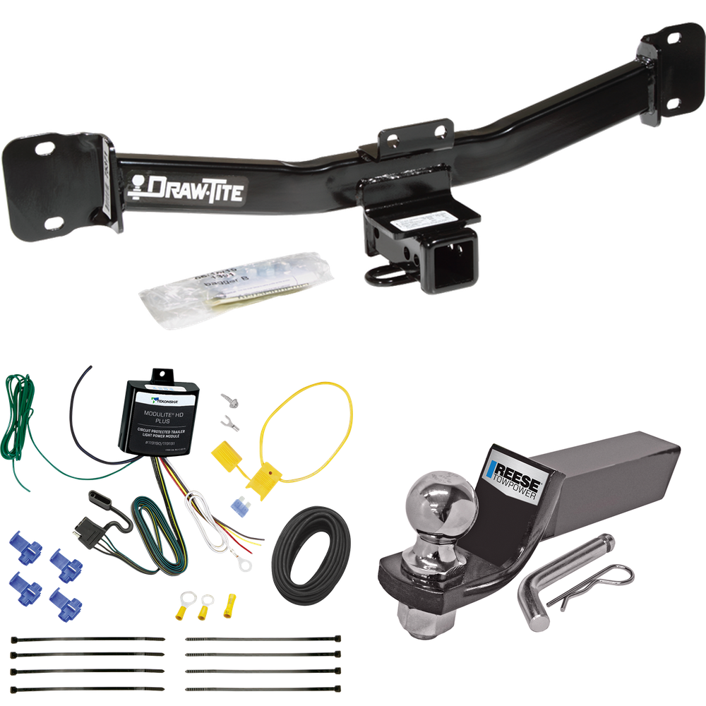 Fits 2004-2010 BMW X3 Trailer Hitch Tow PKG w/ 4-Flat Wiring + Starter Kit Ball Mount w/ 2" Drop & 2" Ball By Draw-Tite