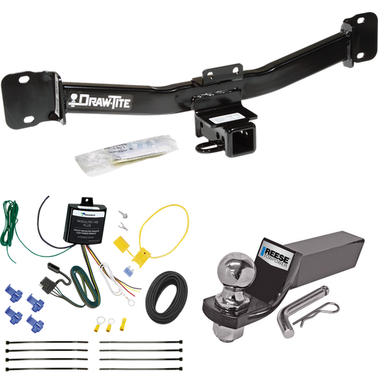 Fits 2004-2010 BMW X3 Trailer Hitch Tow PKG w/ 4-Flat Wiring + Starter Kit Ball Mount w/ 2" Drop & 2" Ball By Draw-Tite