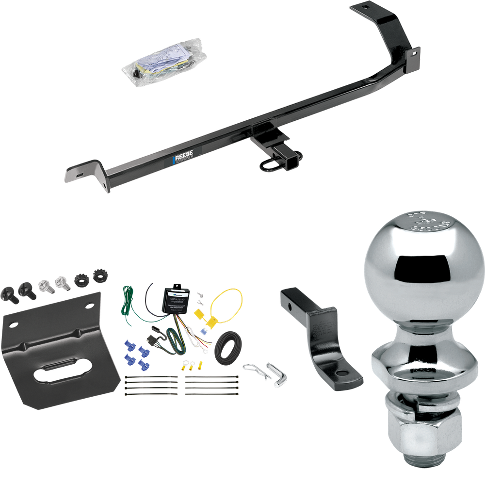 Fits 2008-2011 Mitsubishi Lancer Trailer Hitch Tow PKG w/ 4-Flat Wiring Harness + Draw-Bar + 2" Ball + Wiring Bracket (For Sedan, Except Evolution, Ralliart & w/Dual Exhaust Models) By Reese Towpower